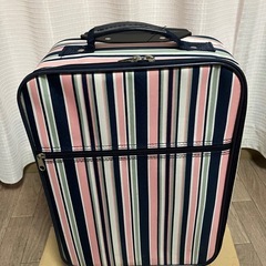 コムサイズムで買ったピンク系ボーダースーツケースSサイズ