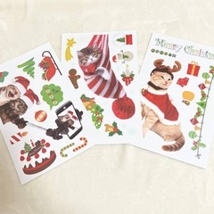 【9枚セット】クリスマス 猫 窓ステッカー
