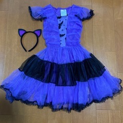 ハロウィン　ドレス　衣装　130-140 女の子　猫耳カチューシャ付き