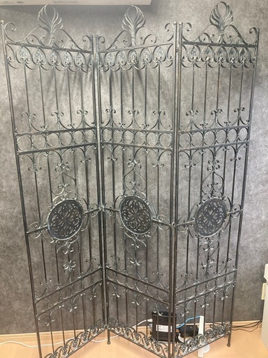 アンティークウッドコレクション アイアン製　3面パーティション(衝立)