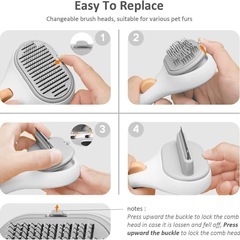 DONOTU 2in1 猫 ブラシスリッカーブラシ ヒーリングブラシ ペット 白の画像