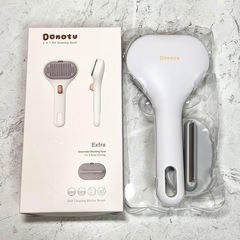 DONOTU 2in1 猫 ブラシスリッカーブラシ ヒーリングブラシ ペット 白の画像