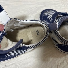 子供用スニーカー 15.0cm ネイビー ストライプ柄の画像