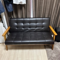 ブラック2.5人掛けソファ 135×70×63 