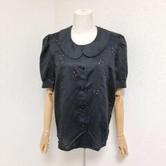 レリアン 美品 半袖ブラウス シャツ ペイズリー柄 黒色 フェミニン 9の画像