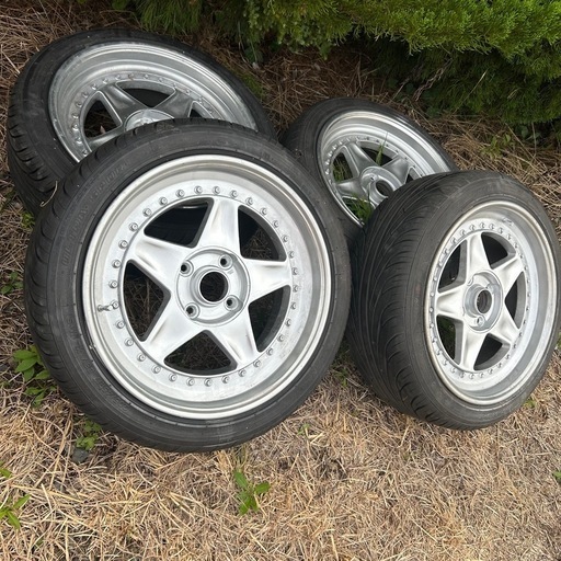 AMP 17インチ 114.3 4穴 7.5J+16 タイヤほぼ新品 当時物