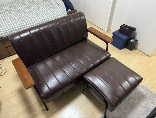 【本日20時まで！】2人掛けソファ+オットマン(足掛け)