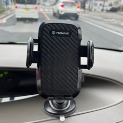 Topmake スマホホルダー 車 車載ホルダー ゲルサクションカップ/クリップ 2in1 携帯ホルダー 車 エアコン吹き出し口 360度回転 伸縮アーム 幅52mm〜95mmの携帯電話に適しています 日本語マニュアル付き（黒）
の画像