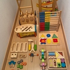 木製　手押し車　知育玩具　幼児　おもちゃ　7点セット