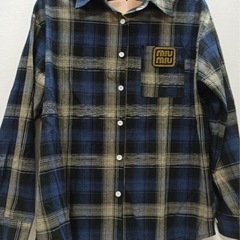 完売品　miumiu ミュウミュウ シャツ 長袖 チェック柄 刺繍ロゴ