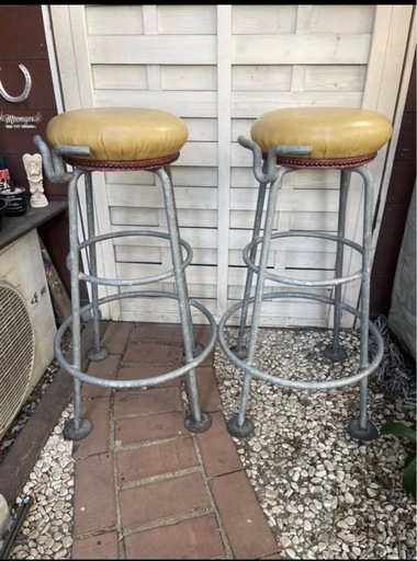 本革　バースツール  ハイチェア　2脚セット