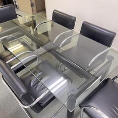 応接用ガラステーブル・椅子セット 【6人掛け】現地引取希望の画像