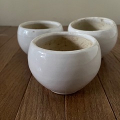 丸い小ぶりな植木鉢×3個