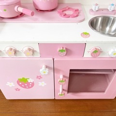 マザーガーデン いちご ピンク 木製 おもちゃ おままごとキッチンの画像