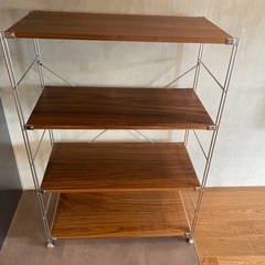 MUJI 無印良品ステンレスユニットシェルフ・ウォールナット材　の画像