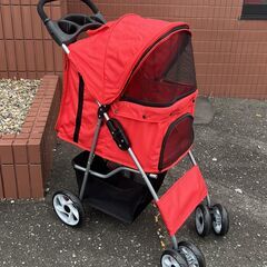 美品！四輪 ペットカート レッド 73cm × 46cm ペットベビーカー の画像
