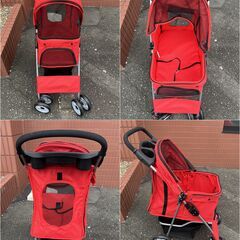 美品！四輪 ペットカート レッド 73cm × 46cm ペットベビーカー の画像
