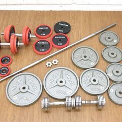 ダンベル+バーベルセット 合計125kg/オマケ付き/エクササイ...