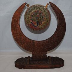 [901] インド彫刻 木彫り 孔雀パネル オブジェ 置物 飾り物