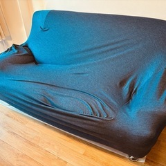 3人掛けソファ グレー ニトリブルーカバー付き