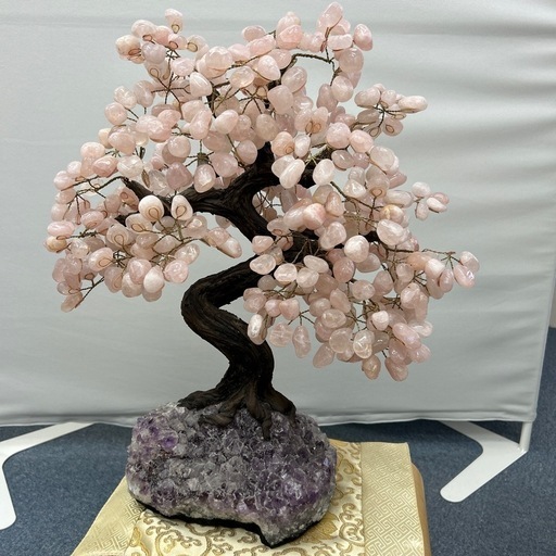 金のなる木　ローズクォーツ　土台アメジスト