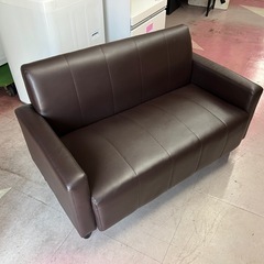1.2人掛け　ソファー　茶色　ブラウン　レザー　PVCソファー2P　アイリス　足外しローソファーの画像
