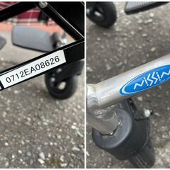 美品 ニッシン 介助式 車いす 後方ブレーキ 折りたたみ 赤 チェック 座面サイズ 幅40cm 車椅子 車イス nissin 日進医療器の画像