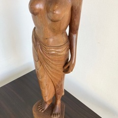 木製　置物　像　木彫り　女性　バリ島　アンティーク 木彫り 彫刻 女性像 裸婦像 工芸品 置物 オブジェ バリ島 - 置物
