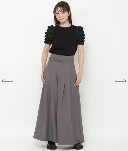 ★新品2024秋　REDYAZEL ハイウエストタックフレアパンツ　グレー ワイドパンツ