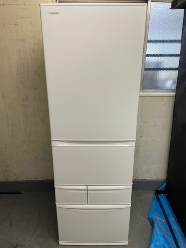 【中古美品】2024年製 TOSHIBA 東芝 5ドア冷蔵庫 VEGETA ベジータ GR-W41GH(WU) マットホワイト 411L 右開き ノンフロン冷凍冷蔵庫