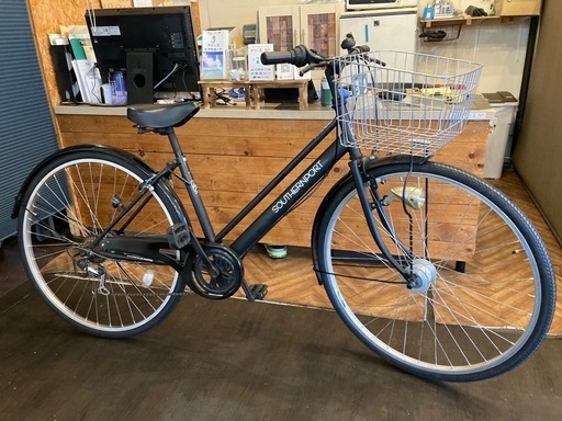 【前後タイヤ・チューブ新品！】 LEDオートライト　6段変速　27インチ自転車　マットブラック