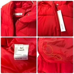 [newNE] ニューネ 中綿 ショート ダウン風 フード付き コートレッド　Mの画像