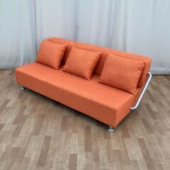 ≪大特価！≫  オレンジ 3人掛け 3人用 ソファーベッド  80000532 定価約7万円