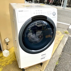 《売約済》【池上店】2019年製　シャープ SHARP  ドラム式洗濯乾燥機 左開き　洗濯7kg 乾燥3.5kg　ホワイト系]  ES-S7C ドラム洗濯機　ドラム式洗濯機　ドラム　洗濯機　乾燥機　洗濯乾燥機　ヒーター乾燥　プラズマクラスター　検　コンパクトタイプ　コンパクト　マンションサイズ