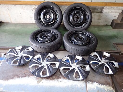 【お取引終了！】★ダイハツ・スズキ軽自動車に！中古BS155/65R14＆中古スチールホイール4本セット！新品ホイールカバー付！