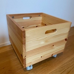 無印　パイン材収納ＢＯＸキャスター付きの画像