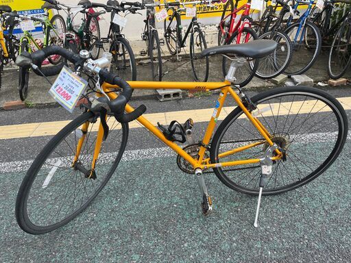 リサイクルショップどりーむ天保山店　No1400　ロードバイク　オレンジ　27インチ　2×7段ギア　ベル付き　reunion  COLEL