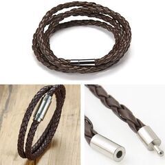 メンズ/フェイクレザー編み込みブレスレット（新品）の画像