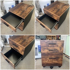 【超美品‼️】定価11,980円♪ ニトリ ワゴン N ステイン 袖机 ナイトテーブル ミドルブラウンの画像