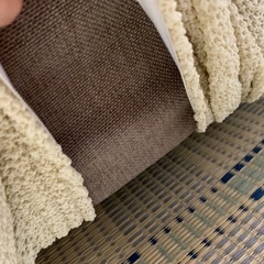 カバー付きブラウンソファーの画像