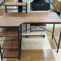 【引取限定】メーカー不明 パソコンデスク 机 茶色 中古品 PC...