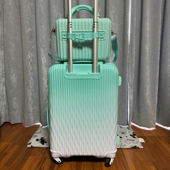 ハードジッパー スーツケース キャリーケース グラデーション 可愛い ミント 最終価格】ハードジッパー スーツケース キャリーケース