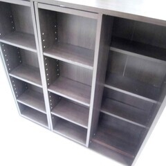 スライド式本棚 幅89×奥行29×高さ89cm 木製 ダークブラウン 本棚 書棚 ブックシェルフ コミック 文庫本 収納家具 苫小牧西店 の画像