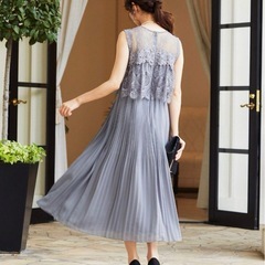 fashionletter　パーティードレス　シアーレース　プリーツ　結婚式の画像