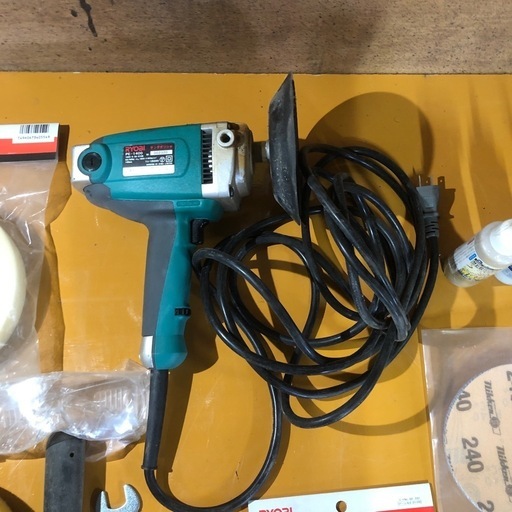 【ゆ.ec】RYOBI リョービ サンダーポリッシャー PE-1400 パフペーパーなどセット 低速タイプ シングル 研磨 シングルア