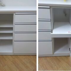 美品！大型レンジボード 白エナメル 幅150㎝ キッチンボード