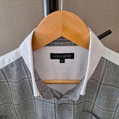 メンズスタイル 切替えデザイン チェック柄 長袖シャツの画像