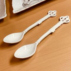 Ballerine（バレリーヌ ）スクエアデザートプレート＆スプーン（ペア）うさぎオブジェ付の画像