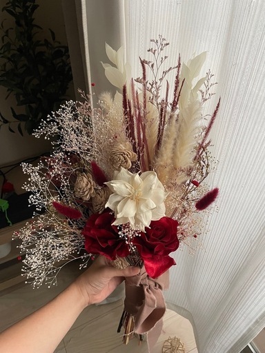 ドライフラワー　レッド　花瓶　ブーケ