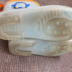 18cm 長靴　ペンギン　水色　オレンジの画像